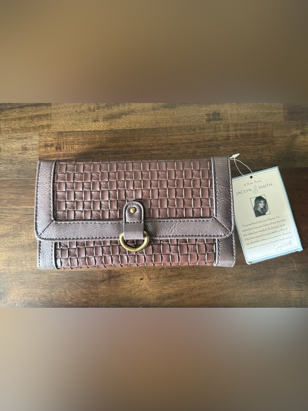 Jaclyn Smith woven textured Checkbook clutch wallet, Travel Vintage NWT Rare
